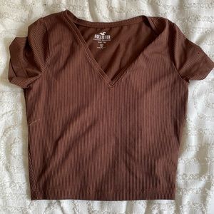 Brown Hollister Ribbed Baby Tee